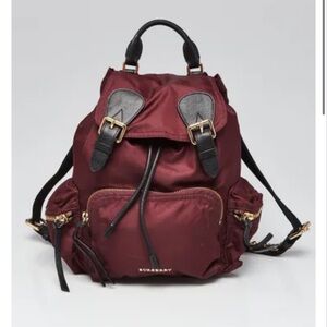 Burberry Burgundy Nylon Rucksack Backpack Bag